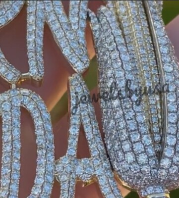 Pre-owned Nsg Customize Real Iced Vvs Moissanite Any Letter "corn" Lover Fooddy Pendant Silver In White
