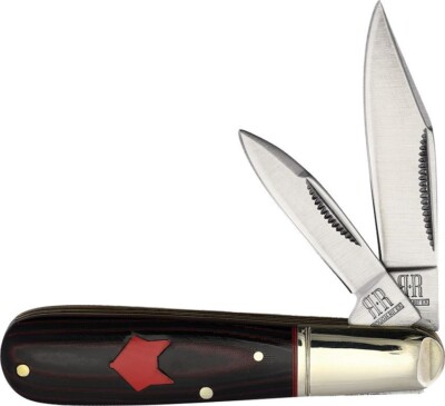Rough Rider Knife RR2294 Barlow Red Fox Black & Red Micarta Handles NIB