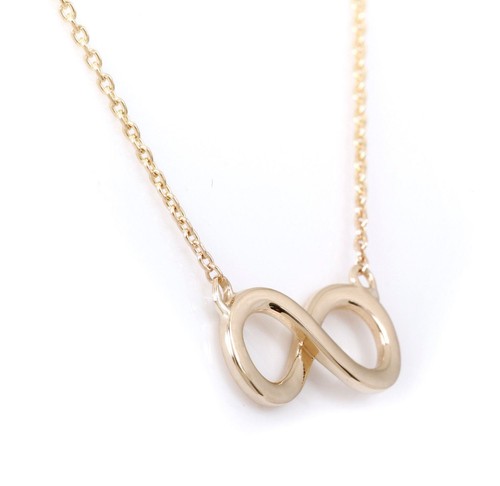 Pre-owned Handmade Plain Solid 14k Yellow Gold Infinity Pendant W/ 16 Inches Cable Chain Necklace