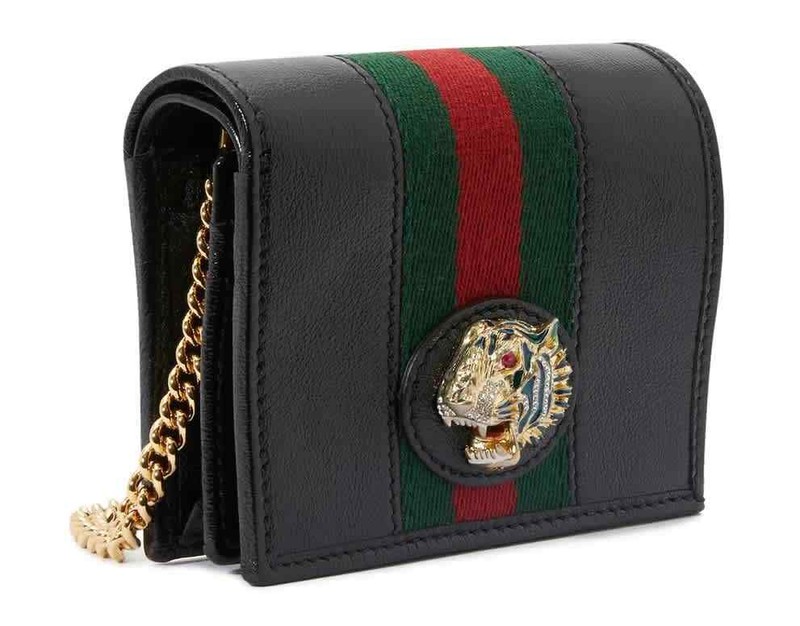 Gucci Ladies Rajah Chain Card Case Wallet In Black 573790 0OLHX 8389