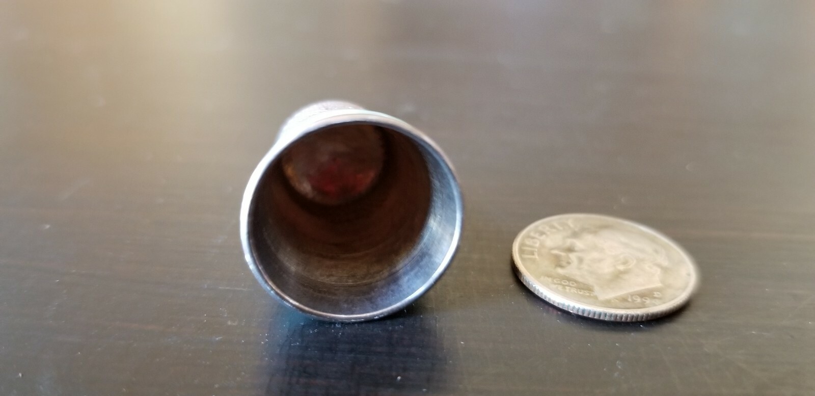 Vintage THIMBLE Sterling Silver & Floral Enamel Antique unique Collectable sz 8