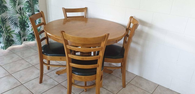 Round hard wood table with 4 chairs | Dining Tables | Gumtree Australia