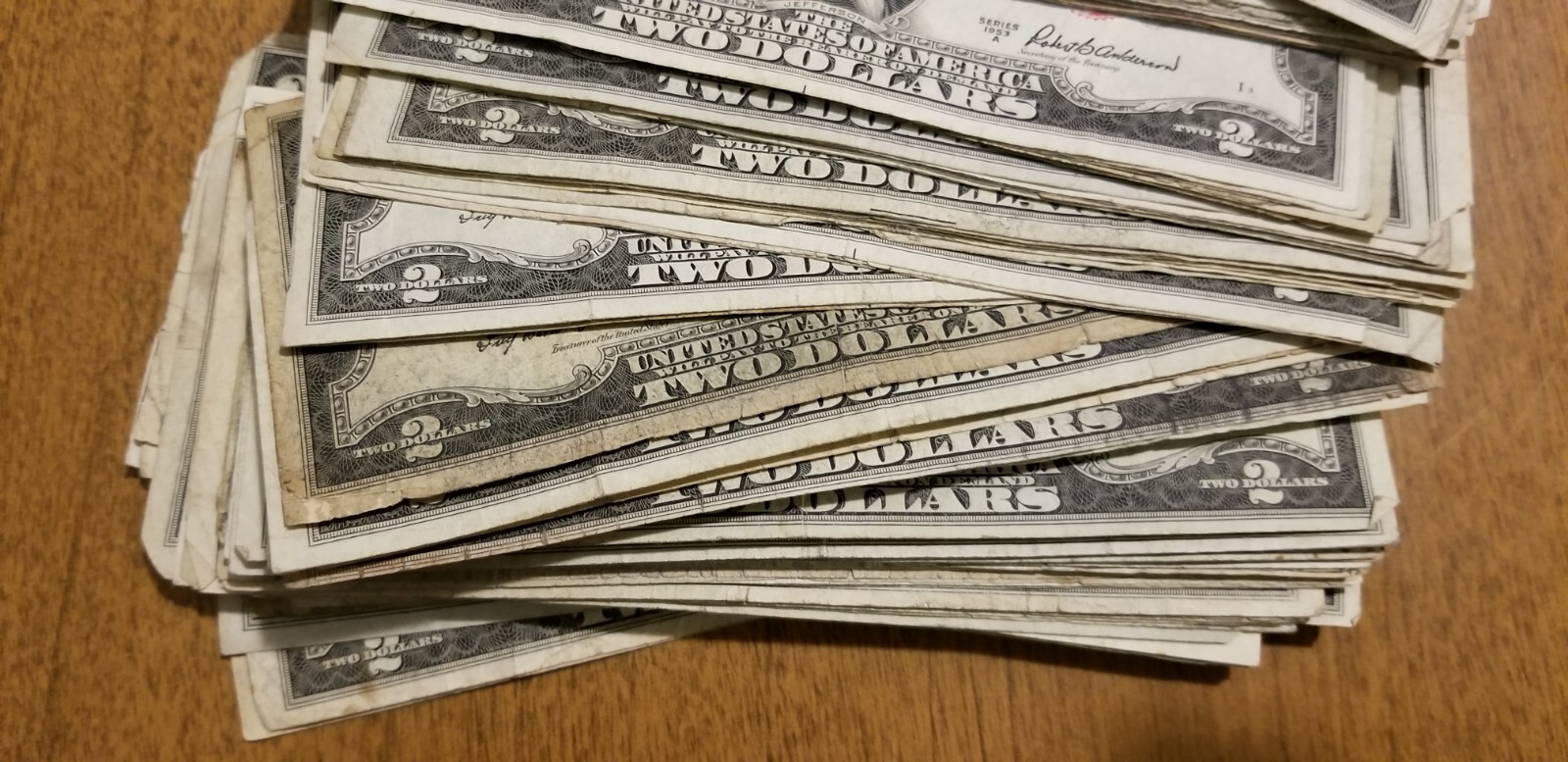 1953 or 1963 Two Dollar ($2) Well Circulated Red Seal Note