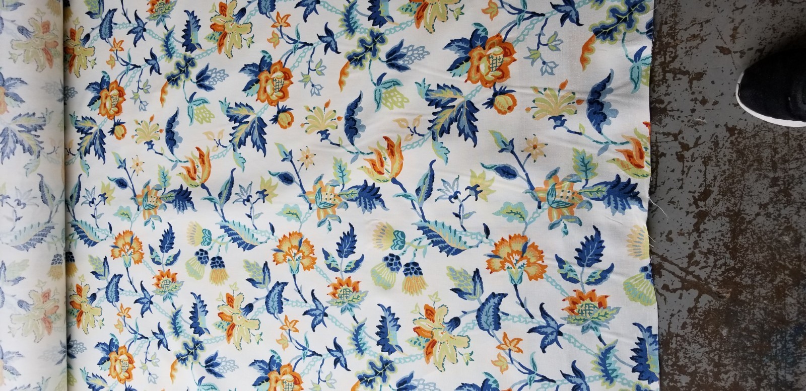 Schumacher-Alana Floral Vine Apricot - Designer Linen Fabric- Price per Yard