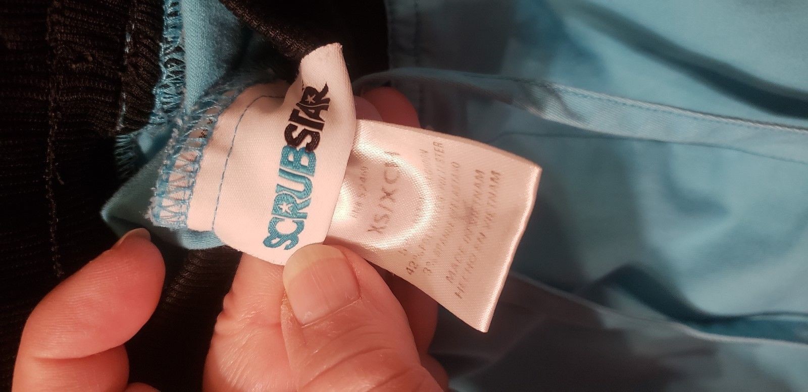 Scrubstar turquoise and black cotton polyester spandex scrub pants size XS