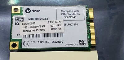 WIRELESS CARD B94WM3945ABG Intel Mini PCI-e, IEEE 802.11b/g, 54 Mbps, UNTESTED