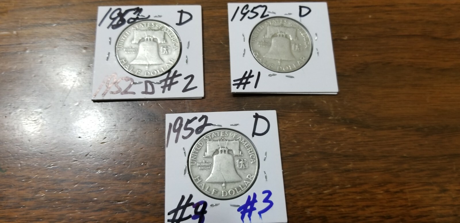 1952 D FRANKLIN HALF DOLLARS #1 THRU 3