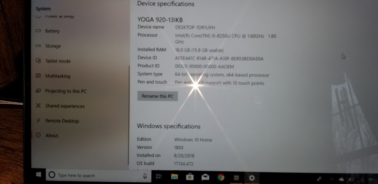 LENOVO Yoga 920-131KB 16GB LAPTOP