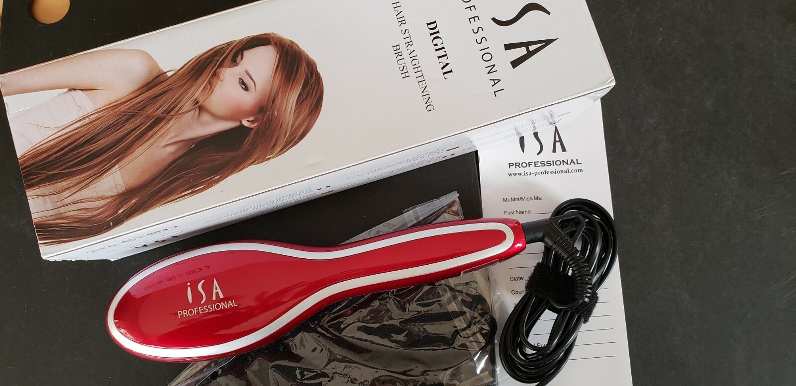 ISA Hair Straightener Brush Ceramic Heating Hair Straightening DIGITAL brush