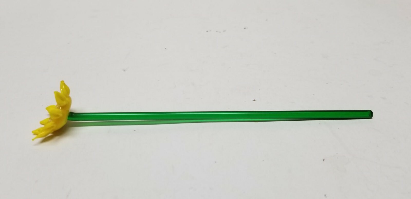 MURANO ART STYLE YELLOW SUNFLOWER LONG STEM GLASS FLOWER 7 1/4