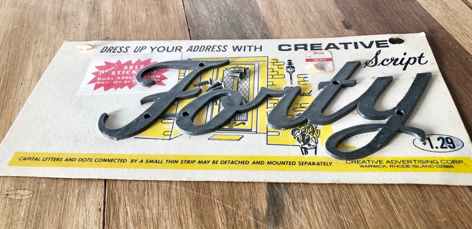 Vtg Script Black House Address Number FORTY #40 Mid Century NEW OLD STOCK