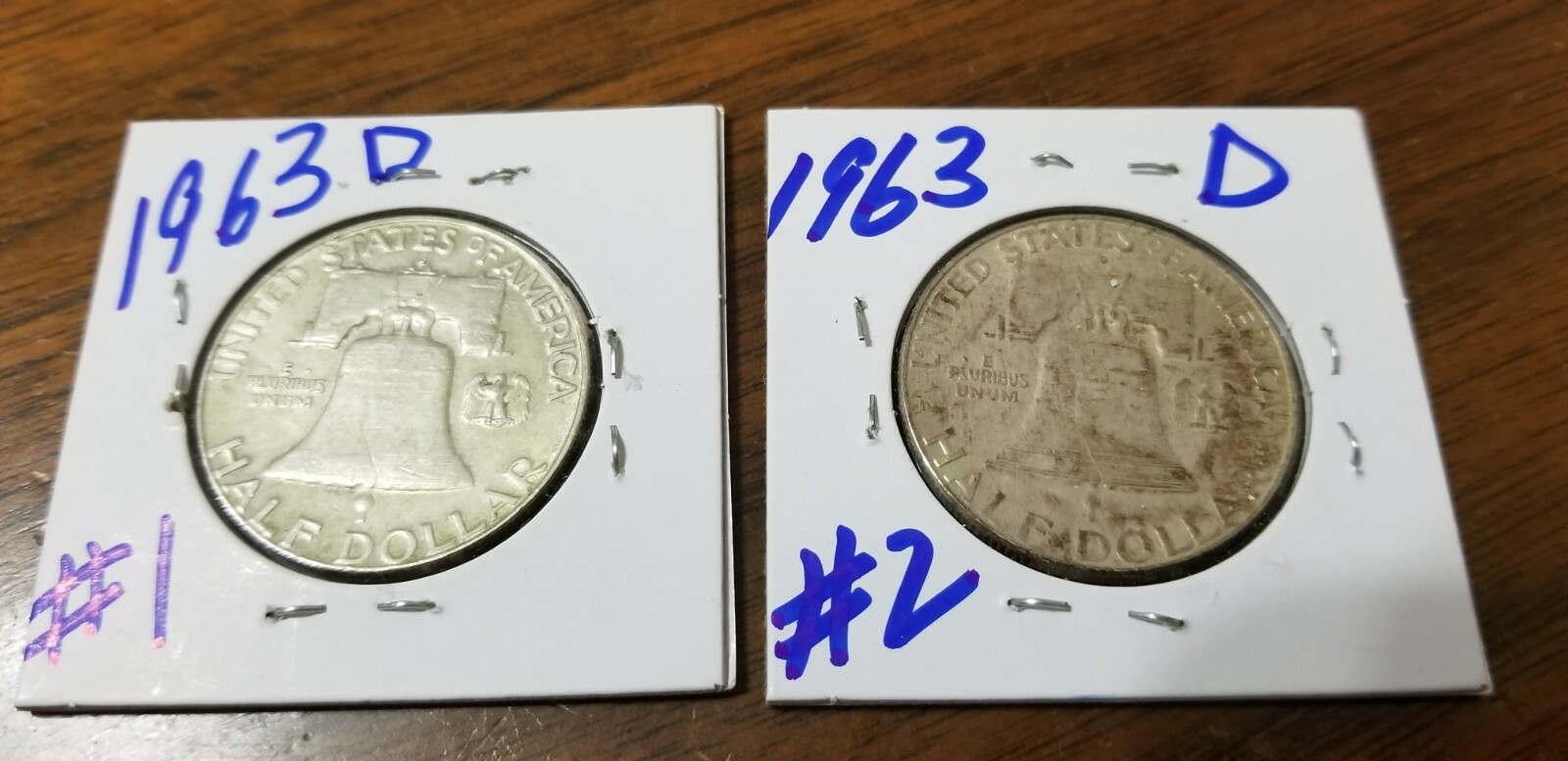 1963 D FRANKLIN HALF DOLLARS # 1 THRU # 2