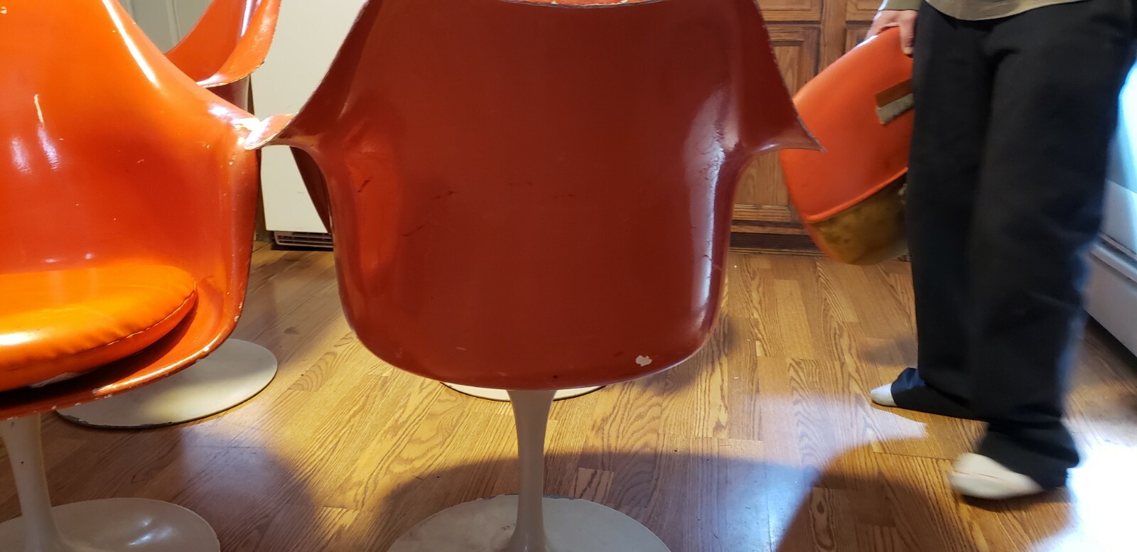 PAIR 1970 KNOLL INTERNATIONAL KNOLL SAARINEN TULIP SWIVEL CHAIRS