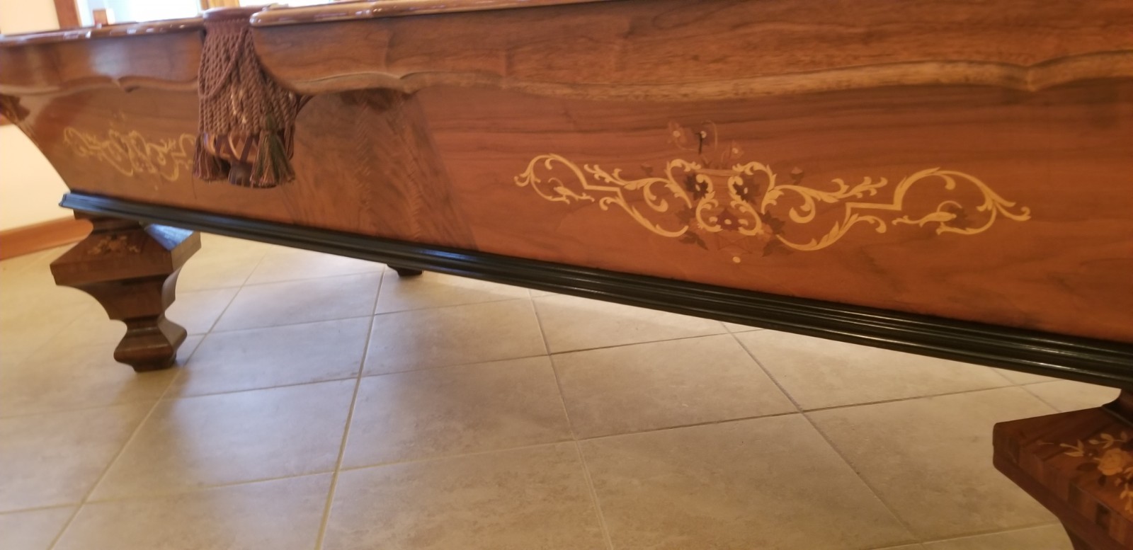 Antique Brilliant Novelty Heavy Inlay Restored 9' Pool Table Gorgeous