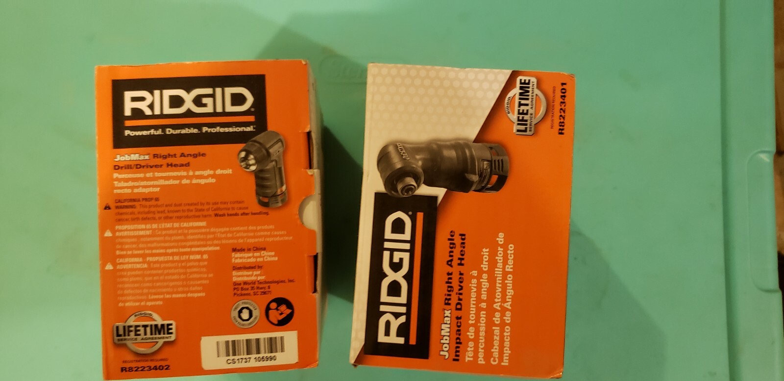 Ridgid jobmax combo kit . R/H angle 3/8 drill/driver , R/H angle impact driver.