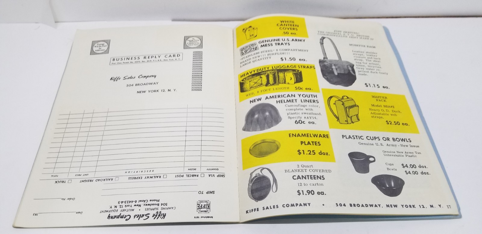 Vintage 1958 Kiffe Sales Co. Military War Surplus Boy Scout Supply Catalog