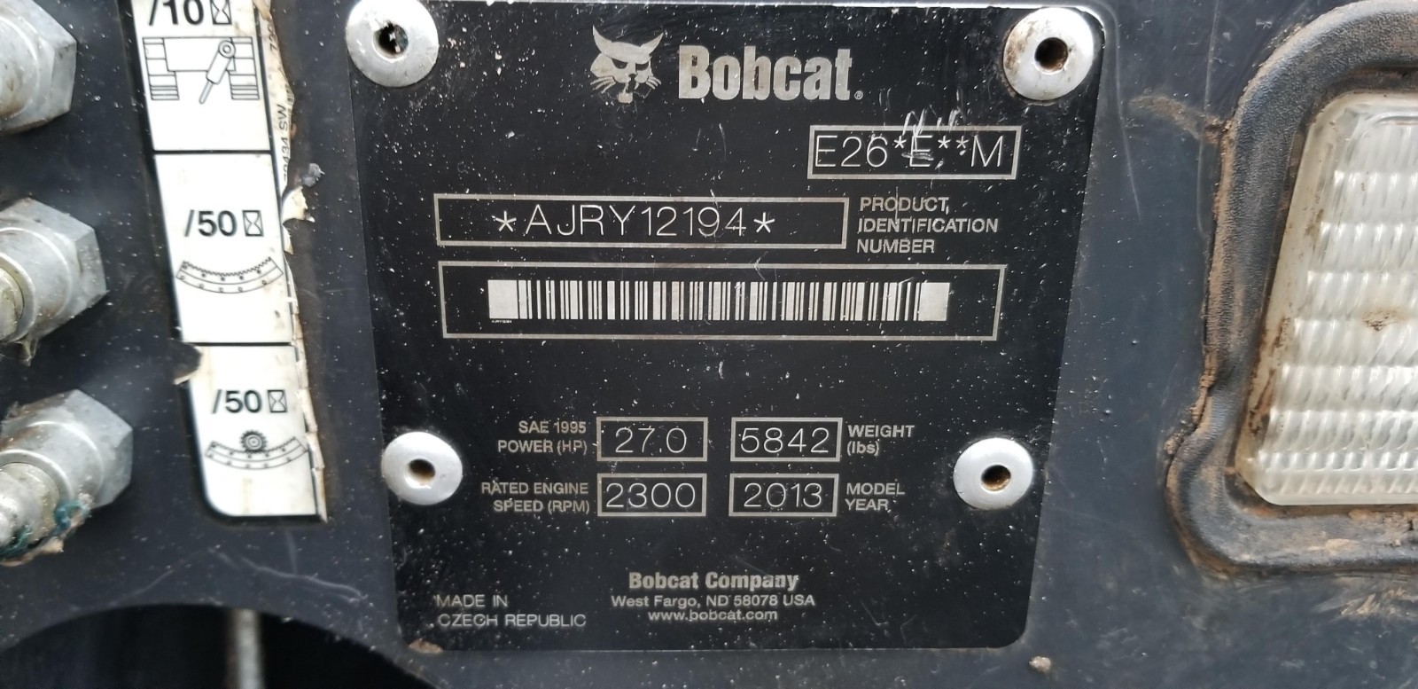 2013 Bobcat E26 Mini Excavator