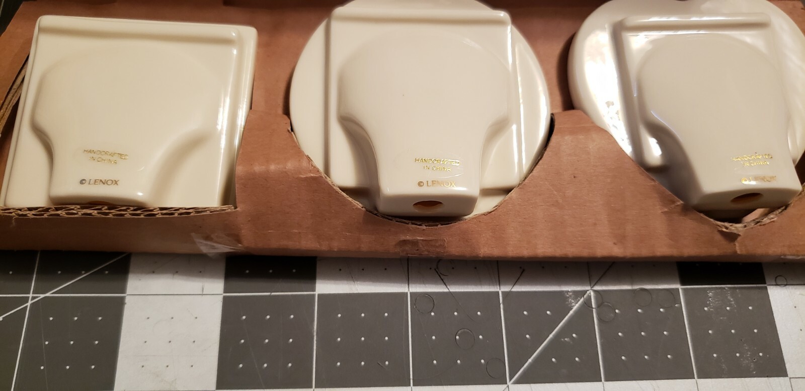 New 3 Mini Ivory Lenox Picture Frames Square Heart Circle