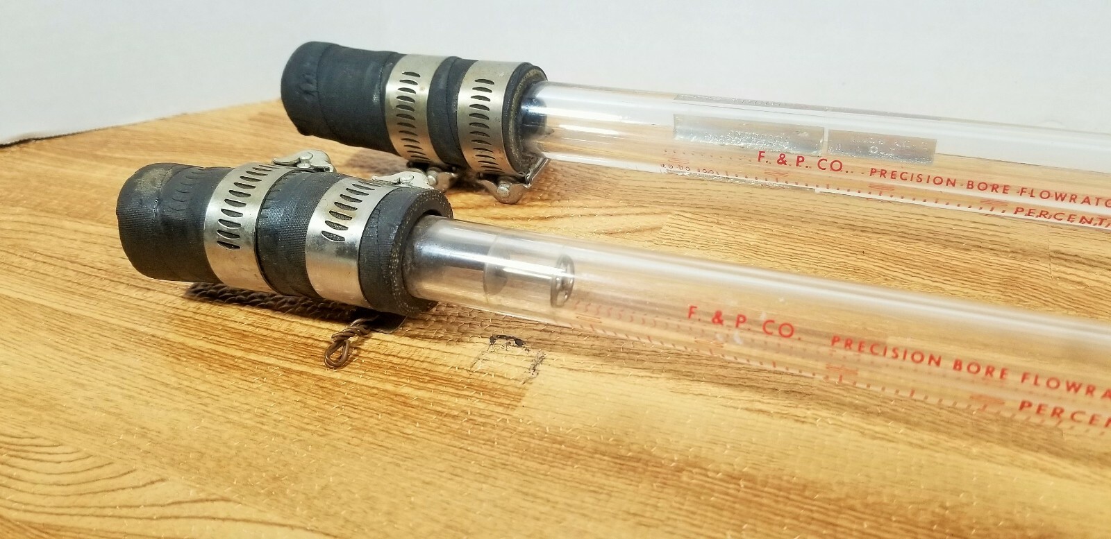 2 Fischer & Porter Precision Bore Flowrator F&P Beaded Tube Flow Meters