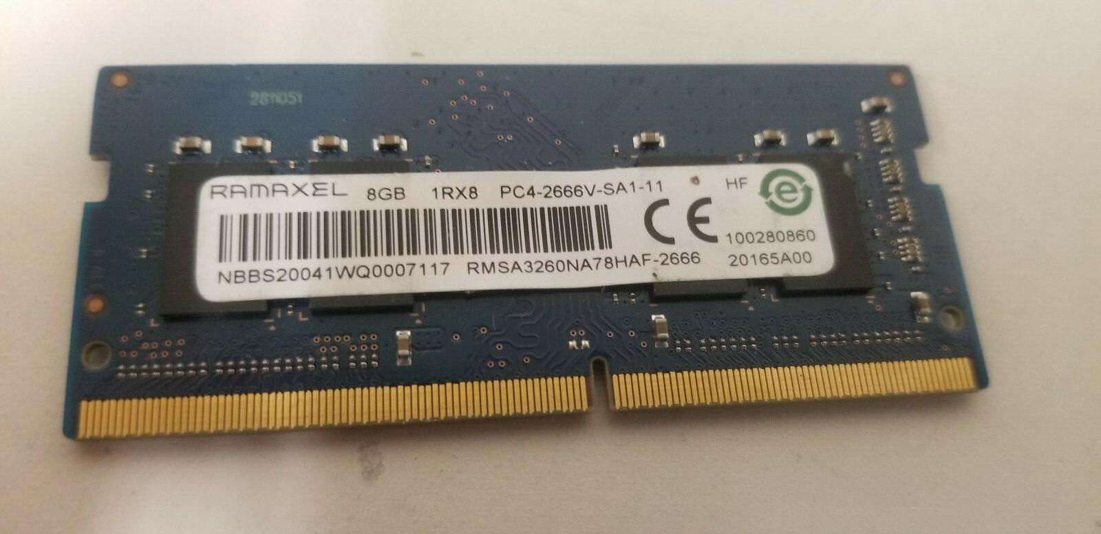 RAMAXEL RMSA3260NA78HAF-2666 8GB 1Rx8 PC4-2666V-SA1-11