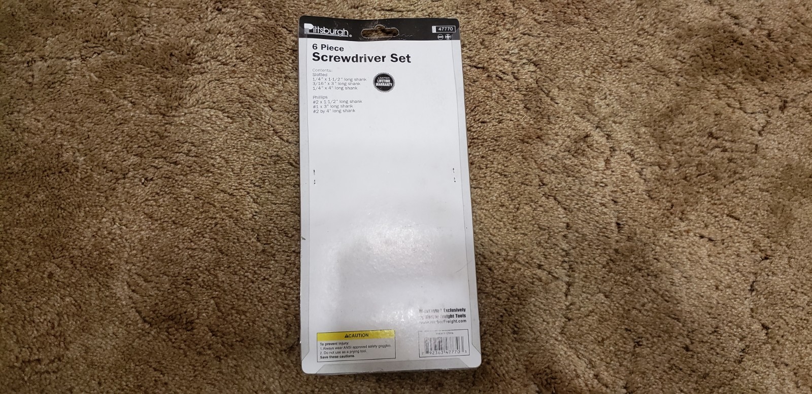 Pittsburgh 6 piece Screwdriver Set #47770 Slotted and Phillips NEW in package