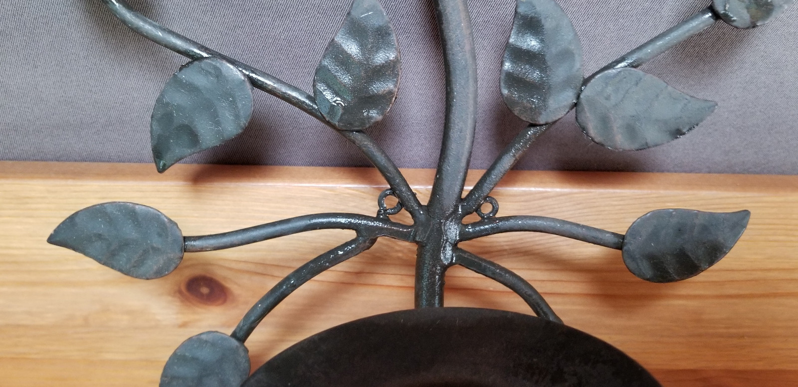 Old Wrought Iron Sconce Hanging or Freestanding  Candleholder