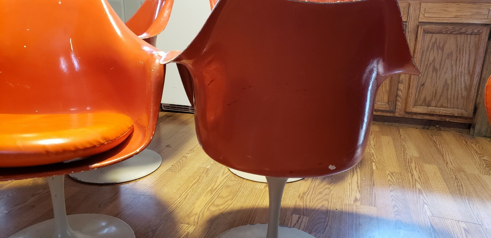 PAIR 1970 KNOLL INTERNATIONAL KNOLL SAARINEN TULIP SWIVEL CHAIRS