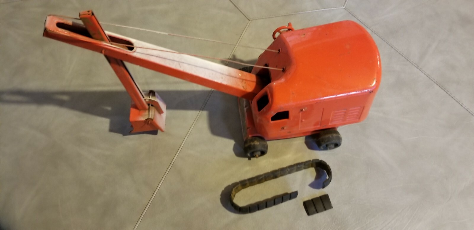 Vintage Steam Shovel Green Pressed Steel  Toy Crane Construction