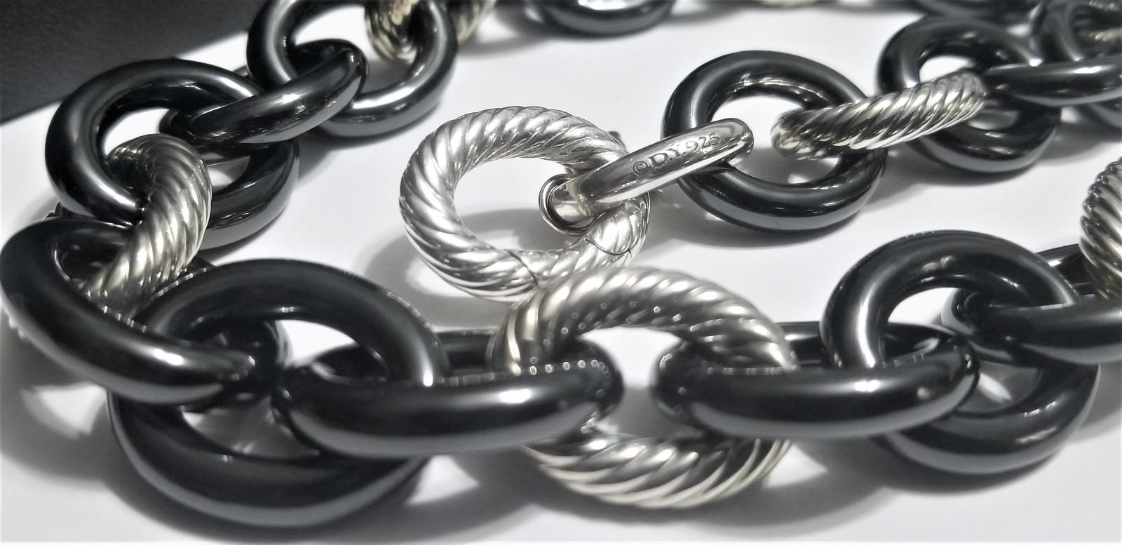 David Yurman *Rare* Extra Large Black Ceramic Oval Link Necklace - New! $1600