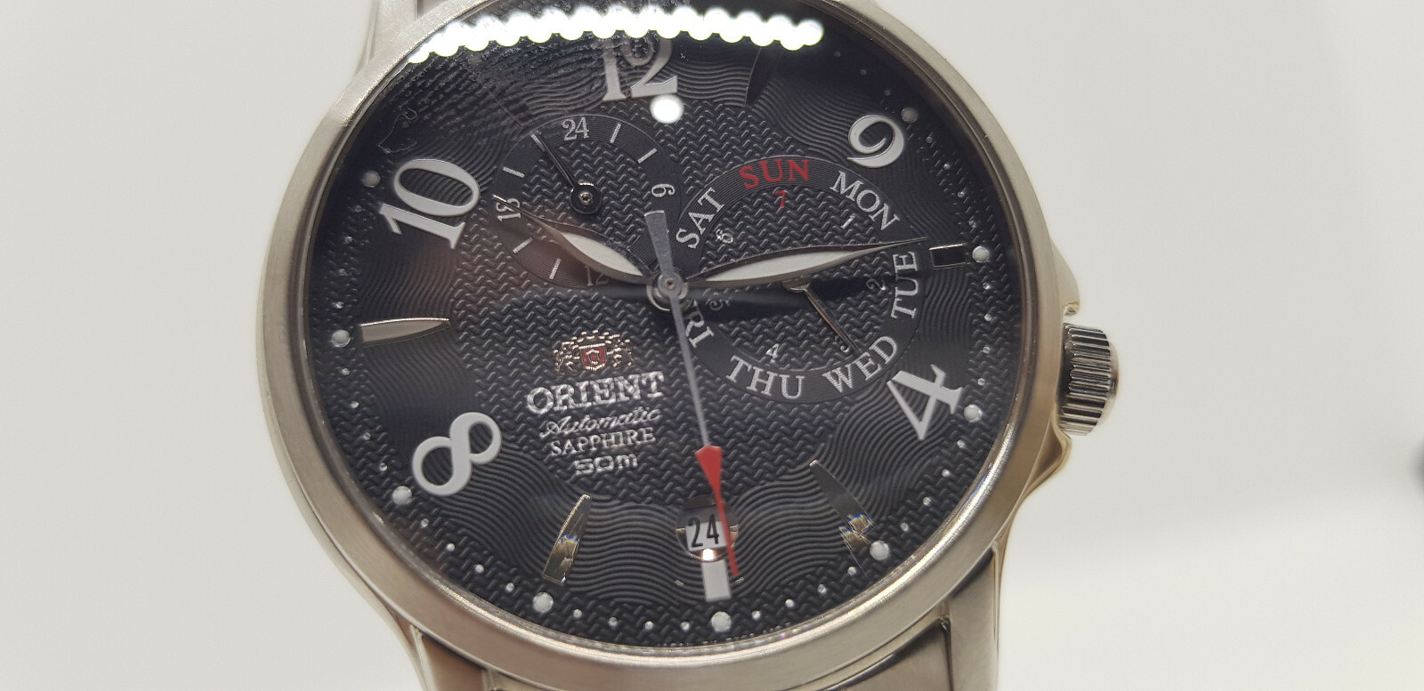 Pre-owned Orient Watch Automatic Multi Eyes Day Date Cet05002b Sapphire Crystal