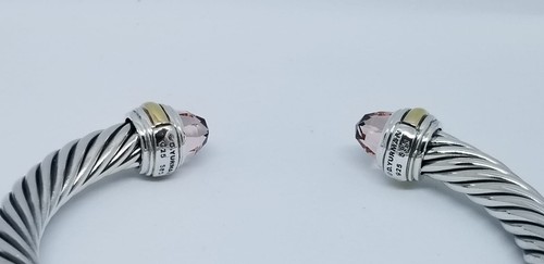 David Yurman Cable Classics Bracelet with Morganite 14K Gold 7mm size Medium