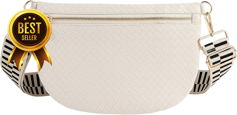 Cream Woven Leather Belt, Bum Sling, Fanny, Waist, Chest, and Shoulder Bag