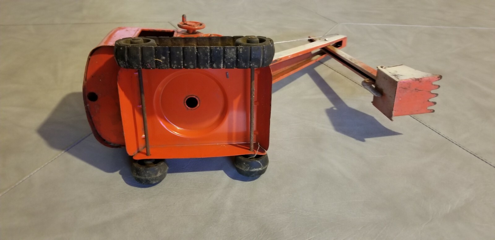 Vintage Steam Shovel Green Pressed Steel  Toy Crane Construction