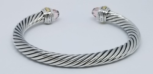 David Yurman Cable Classics Bracelet with Morganite 14K Gold 7mm size Medium