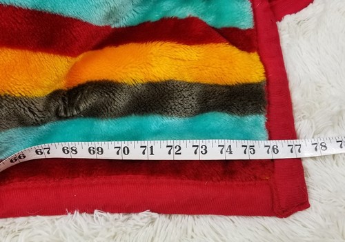 VTG Blanket Acrylic Throw Blanket 76X77 fuzzy fleece Striped Floral Reversible