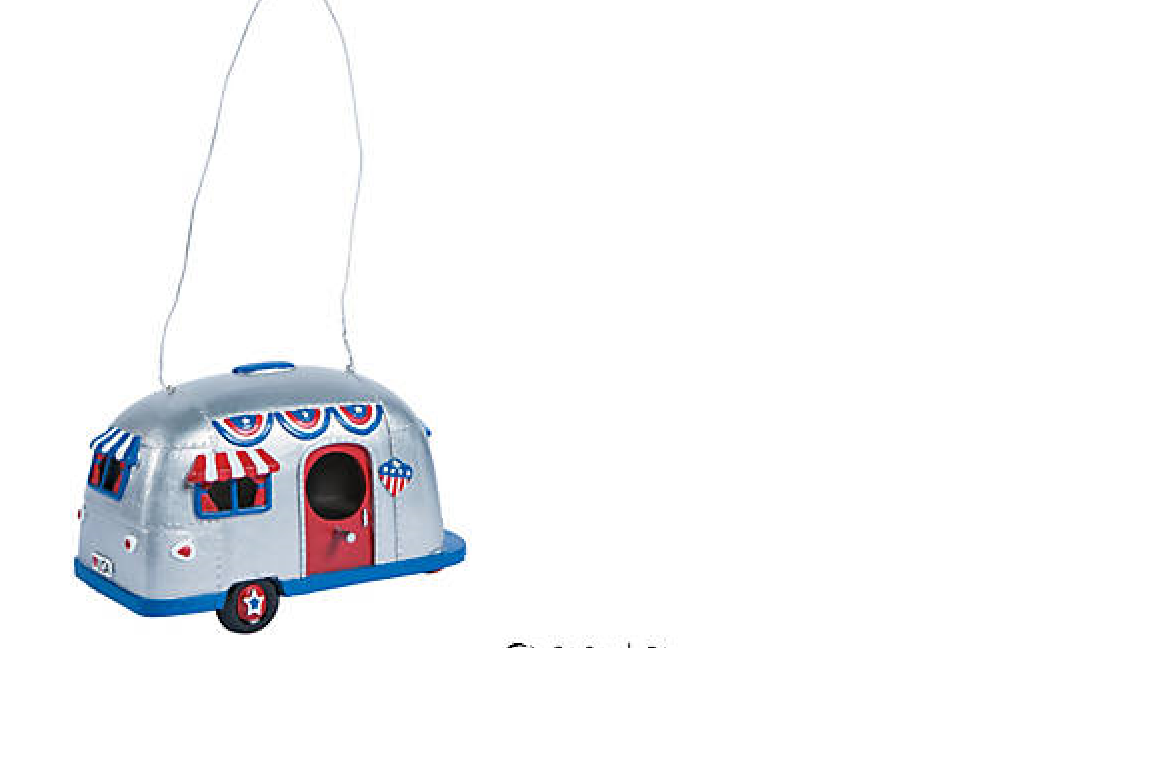 Patriotic Camper Birdhouse Resin Airstream Trailer Mobile Yard TABLETOP/Pole