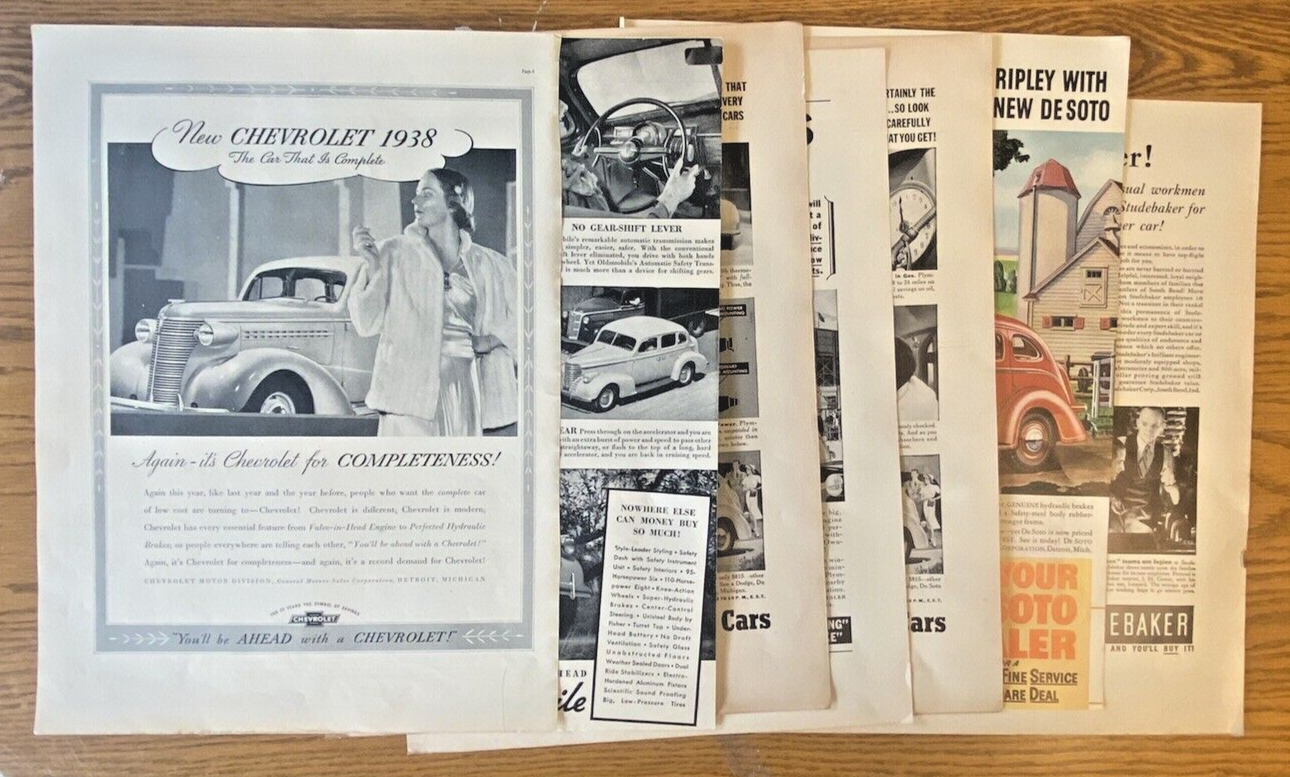 LOT of 7 1930s Automobile & Cars Vintage Full Page Ads 14x10