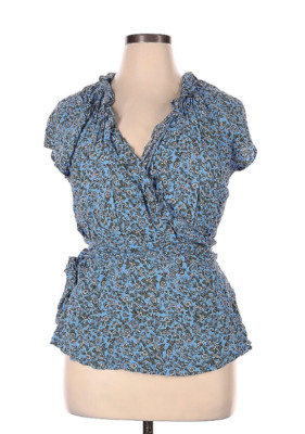 Old Navy Womens Ruffled Tie-Belt Floral-Print Wrap Top Size XL