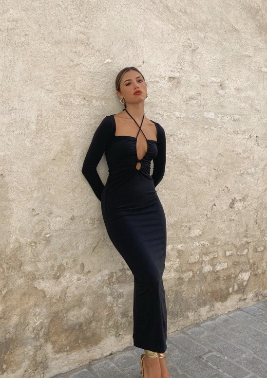 ZARA NWT WOMAN MIDI DRESS WITH SLIT Black| 4886/272 | eBay