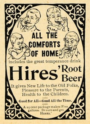 HIRE'S ROOT BEER *2X3 FRIDGE MAGNET* VINTAGE ADVERTISEMENT 1876 TEMPORANCE DRINK