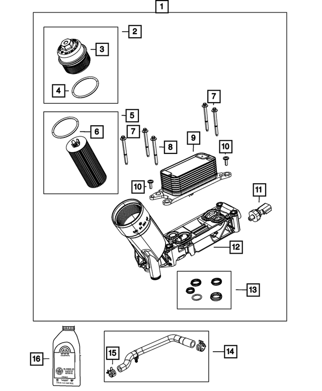 Engine Oil Filter Housing Genuine Mopar 68596318AB