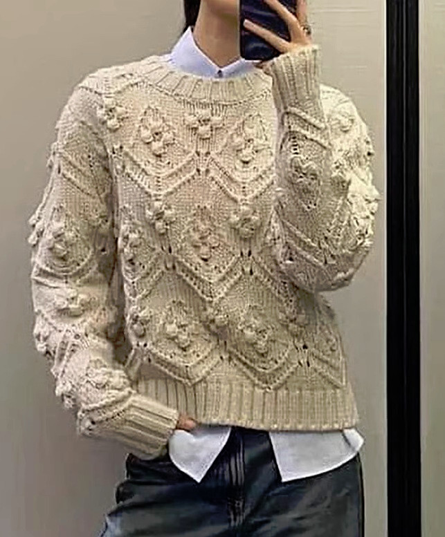【BAON】[unisex] Centory Cable Over Round Knit GeRRiT Oversized Chunky Knit Sweater Solid Vintage Pullover