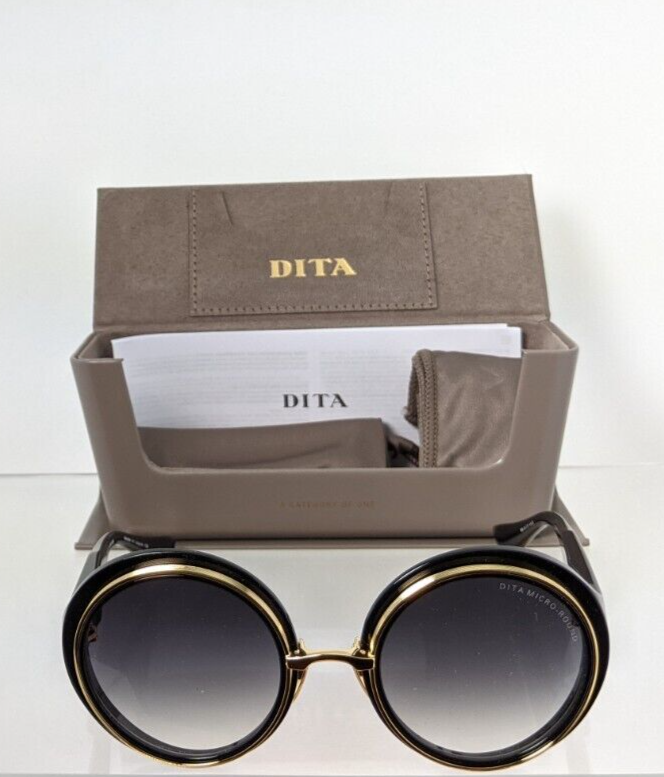 Pre-owned Dita Authentic  Sunglasses Micro-round Dts 406-a-01 Black & Gold Frame In Gold & Black