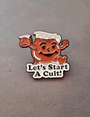 Let's Start A Cult Red Kool-Aid Man Dark Humor Enamel New Lapel Pin 