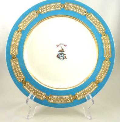 ANTIQUE CABINET PLATE PORCELAIN ARMORIAL WARE HERALDIC CHINA DANIELL CO LONDON