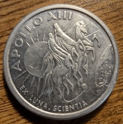 APOLLO 13 SPACE TOKEN, ALUMINUM COIN, 1995 1.5'' DIAM. EX LUNA, SCIENTIA   #8995
