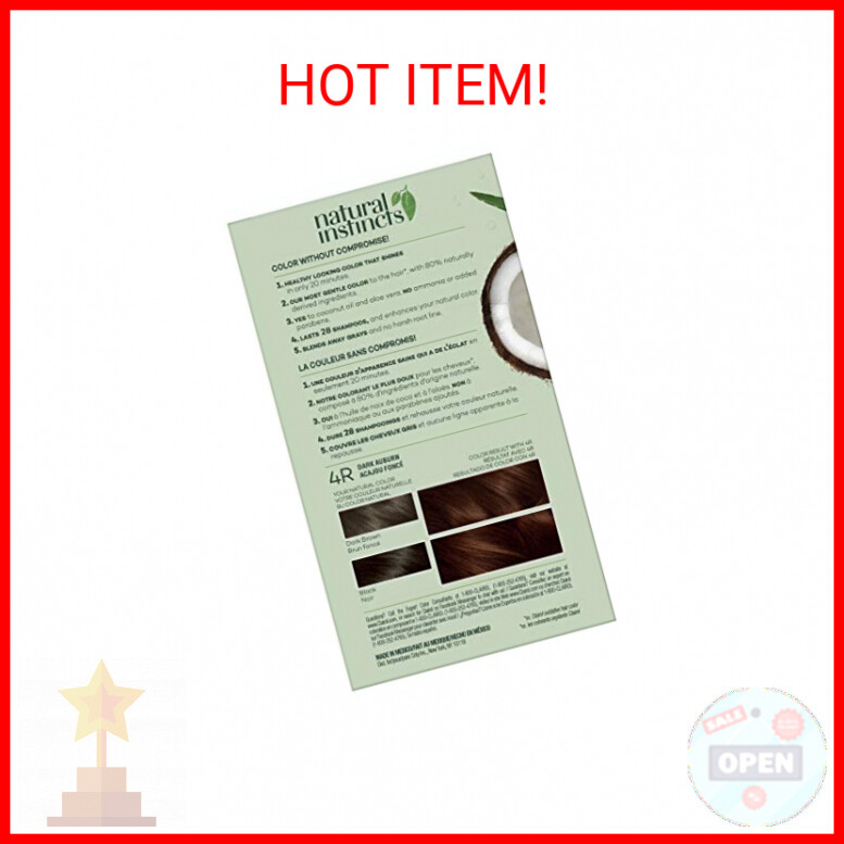 Clairol Natural Instincts Demi-Permanent Hair Dye, 4R Dark Auburn Hair Color