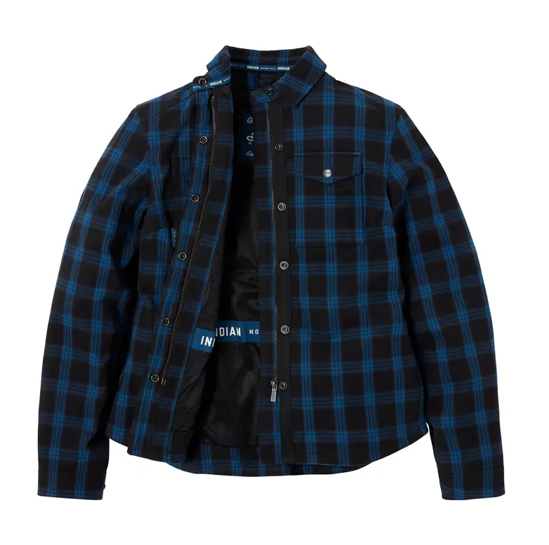 Pre-owned Indian Motorcycle Women's Canyon Plaid Overshirt Blue 2864807