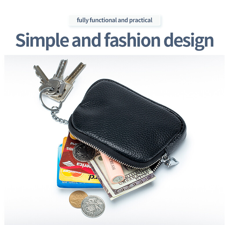 Women's Leather Coin Change Purse Small Wallet Zipper Card Holder Keychain Bag