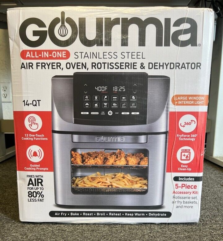 Gourmia All-in-One 14 QT Air Fryer, Oven, Rotisserie, Dehydrator with 12  Cooking Functions 